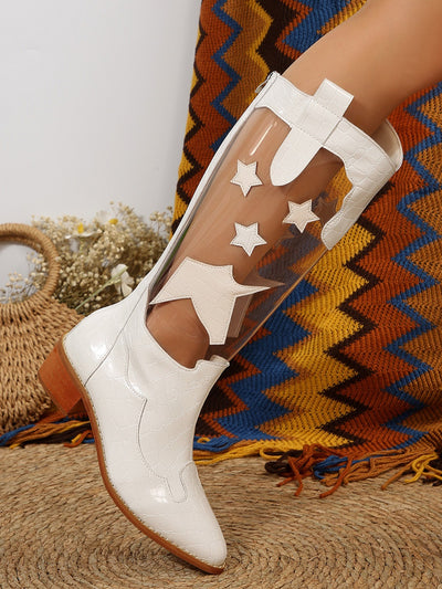 Explore More Collection - Star Point Toe Block Heel Boots