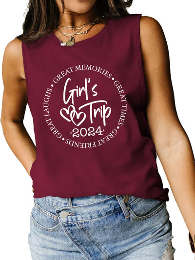 Explore More Collection - Letter Graphic Round Neck Tank