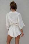 Explore More Collection - Tied Button Up Collared Neck Romper