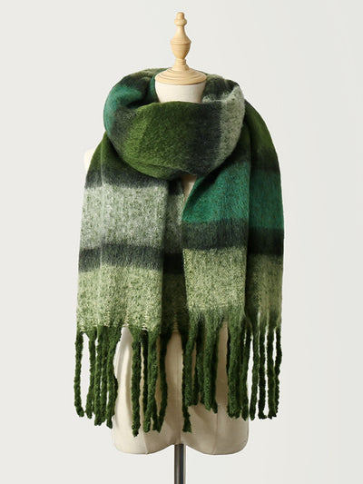 Explore More Collection - Fringe Color Block Polyester Scarf