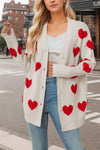 Explore More Collection - Heart Button Down Long Sleeve Cardigan