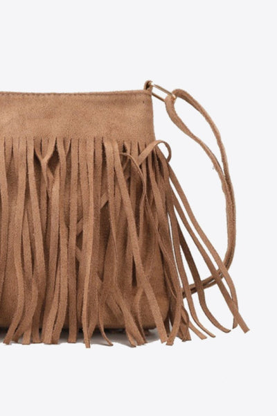 Explore More Collection - Adored PU Leather Crossbody Bag with Fringe