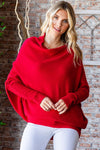 Explore More Collection - First Love Full Size Asymmetrical Hem Dolman Sleeve Sweater