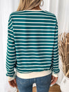 Explore More Collection - Perfee Striped Contrast Round Neck Long Sleeve Sweatshirt