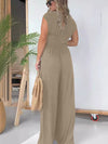 Explore More Collection - Smocked Cap Sleeve Wide Leg Jumpsuit