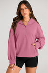 Explore More Collection - Pocketed Half Zip Long Sleeve Hoodie