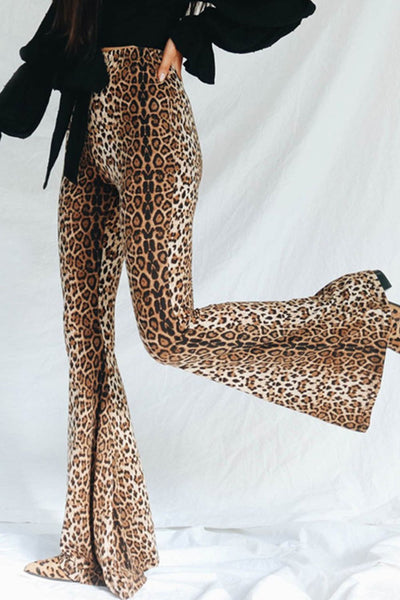 Explore More Collection - Leopard Print Flare Leg Pants