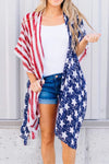 Explore More Collection - Full Size Star & Stripes Open Front Cover Up