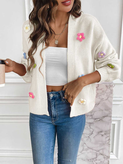 Explore More Collection - Floral Long Sleeve Open Front Cardigan