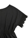 Explore More Collection - Lace Detail Asymmetrical Neck Short Sleeve Dress