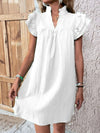 Explore More Collection - Ruffled Notched Cap Sleeve Mini Dress