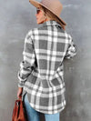 Explore More Collection - Plaid Collared Neck Long Sleeve Jacket