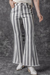 Explore More Collection - Raw Hem Star Applique Striped Jeans