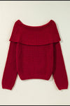 Explore More Collection - Off-Shoulder Long Sleeve Sweater