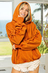 Explore More Collection - BiBi Ruched Long Sleeve Washed Fleece Hoodie