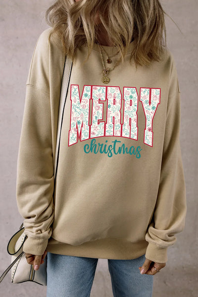 Explore More Collection - MERRY CHRISTMAS Round Neck Long Sleeve Sweatshirt