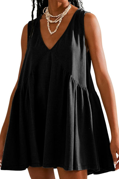 Explore More Collection - Plunge Wide Strap Mini Tank Dress