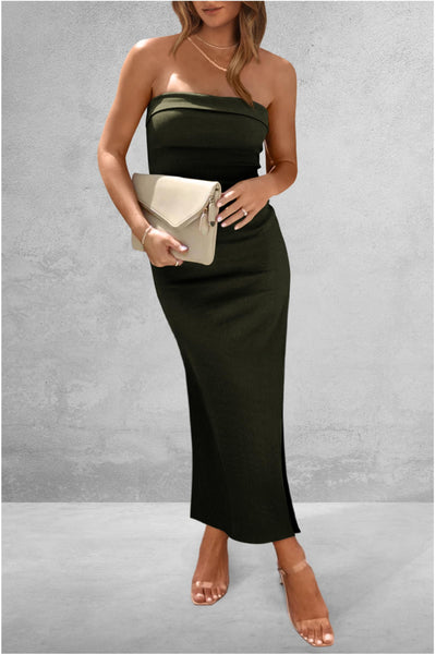 Explore More Collection - Slit Tube Midi Dress