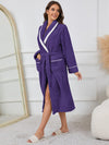 Explore More Collection - Contrast Trim Tie Waist Lounge Nightgown with Pockets