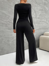 Explore More Collection - Long Sleeve Top and Wide Leg Pants Set