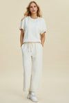 Explore More Collection - Double Take Full Size Pearl Detail Round Neck Top and Pants Set