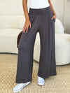 Explore More Collection - Double Take Full Size Smocked Wide Waistband Wide Leg Pants