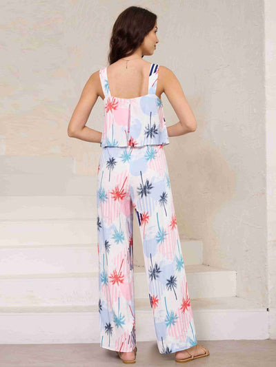 Explore More Collection - Printed Wide Strap Top and Pants Set