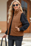 Explore More Collection - Pocketed Zip Up Turtleneck Vest Coat