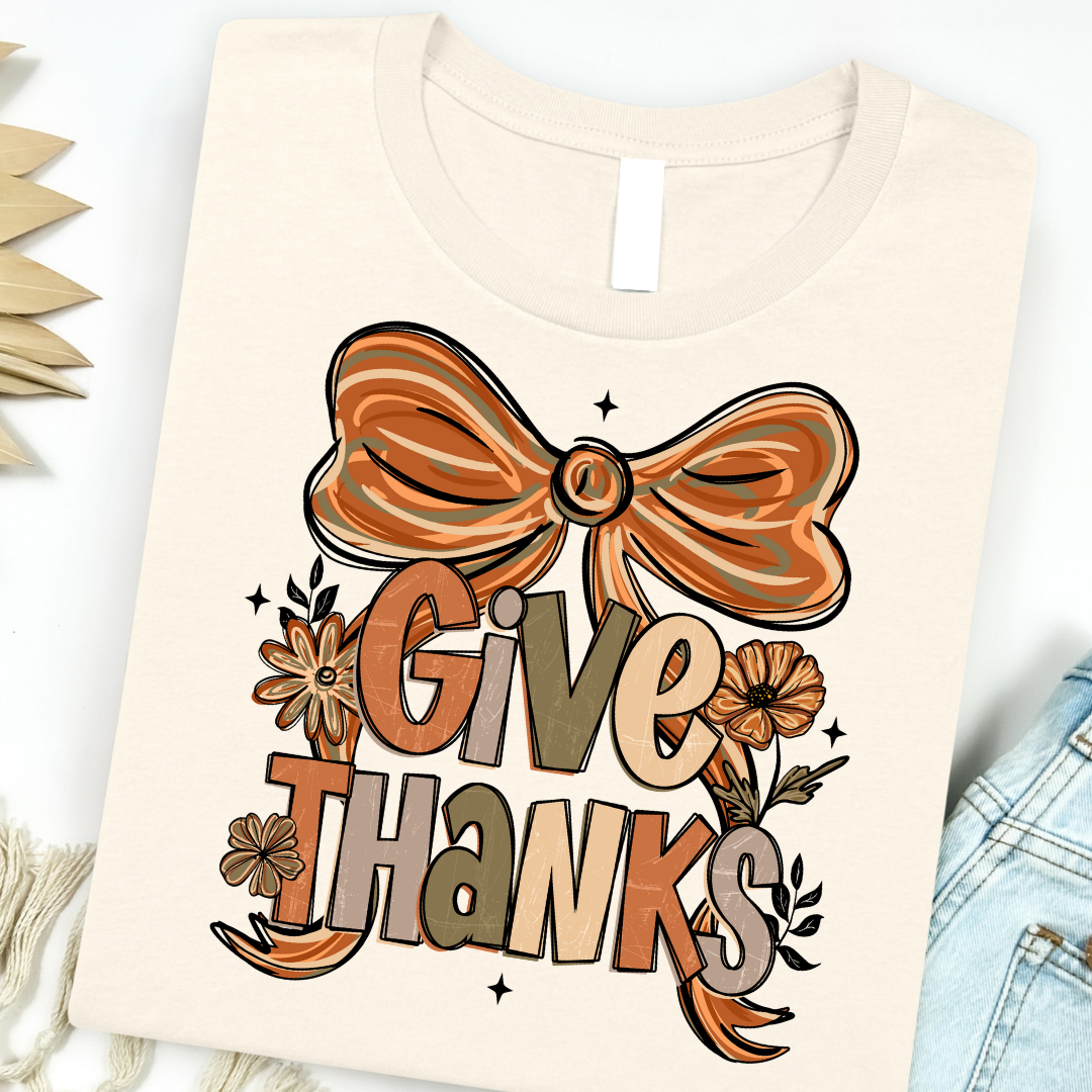 Explore More Collection - Give Thanks Bow Graphic Tee