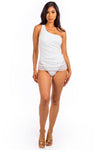 Explore More Collection - One piece single shoulder solid swimsuit with mesh