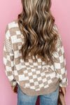 Explore More Collection - Checkered Round Neck Long Sleeve Sweater