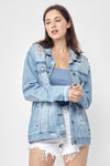 Explore More Collection - RISEN Full Size Distressed Long Sleeve Denim Jacket