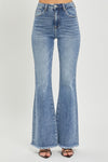 Explore More Collection - RISEN Full Size High Waist Raw Hem Flare Jeans