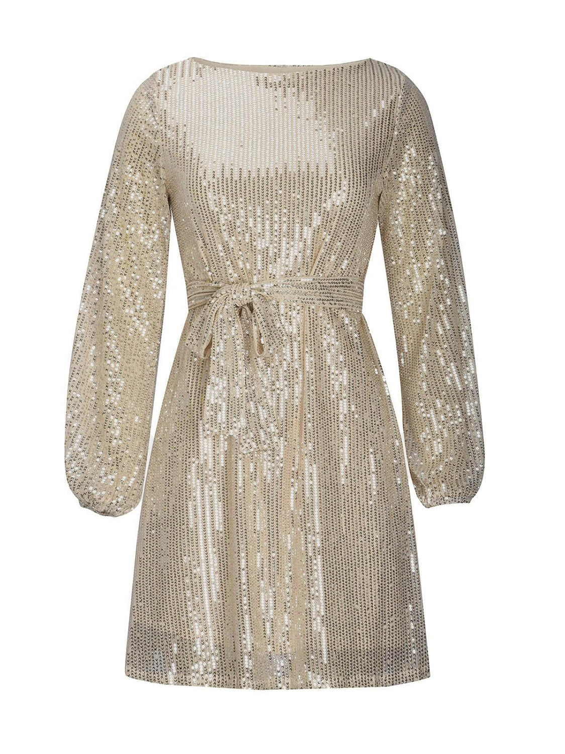 Explore More Collection - Sequin Tie Waist Long Sleeve Mini Dress - Lizzie's Boutique Explore More Collection - Sequin Tie Waist Long Sleeve Mini Dress - Lizzie's Boutique