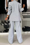 Explore More Collection - Full Size Contrast Lapel Collar Top and Pants Set