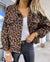 Explore More Collection - Leopard Raw Hem Denim Jacket