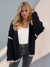 Explore More Collection - Double Take Contrast Open Front Dropped Shoulder Cardigan