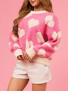 Explore More Collection - Valentine’s Day Fuzzy Heart Round Neck Long Sleeve Sweater