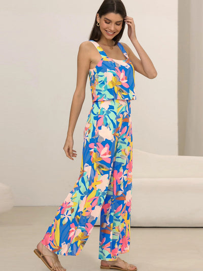 Explore More Collection - Printed Wide Strap Top and Pants Set