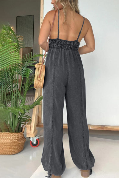 Explore More Collection - Full Size Spaghetti Strap Jumpsuit with Pockets