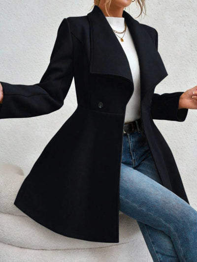 Explore More Collection - Collared Neck Button Up Long Sleeve Coat