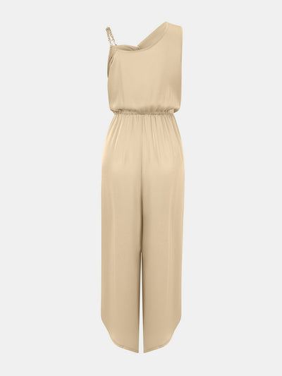 Explore More Collection - Chain Detail Asymmetrical Neck Jumpsuit