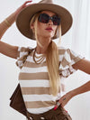 Explore More Collection - Full Size Striped Round Neck Cap Sleeve T-Shirt