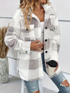 Explore More Collection - Plaid Dropped Shoulder Long Sleeve Plush Coat