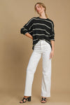 Explore More Collection - Umgee Wool Blend Striped Round Neck Sweater