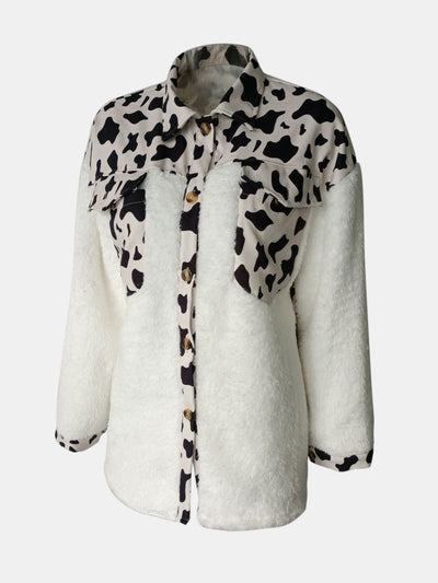 Explore More Collection - Fuzzy Button Up Long Sleeve Jacket