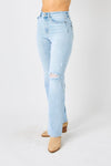 Explore More Collection - Judy Blue Full Size High Waist Distressed Straight Jeans