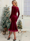 Explore More Collection - Plush Hem Square Neck Long Sleeve Dress