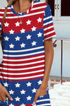 Explore More Collection - Pocketed US Flag Printed Short Sleeve Dress