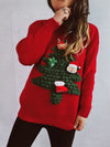 Explore More Collection - Christmas Tree Round Neck Long Sleeve Sweater